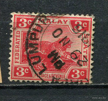 Федеративные Малайские штаты - 1906/1922 - Тигр 3С - [Mi.41b] - 1 марка. Гашеная.  (Лот 70FB)-T25P10