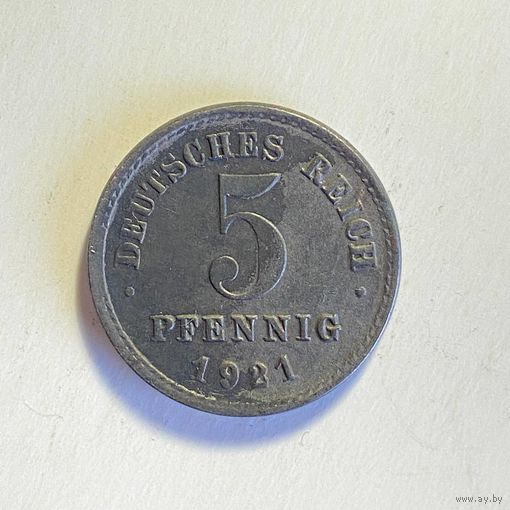 Германия 5 пфеннигов 1921 J