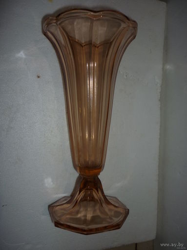 Антикварная Ваза 10-30-ые гг. Ар-Деко Старая Европа Цветное Гранёное Стекло Ручной Работы Большая