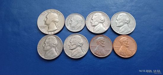 Сборка монет США (Состояние на фото,в лоте 8 монет)