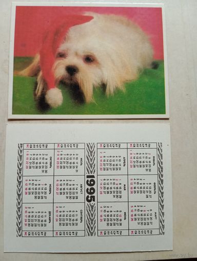 Карманный календарик. Собака. 1995 год