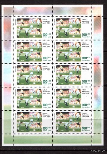 Германия-1998, (Мих.1968),  ** , Спорт, Футбол,ЧМ-1998, м/л