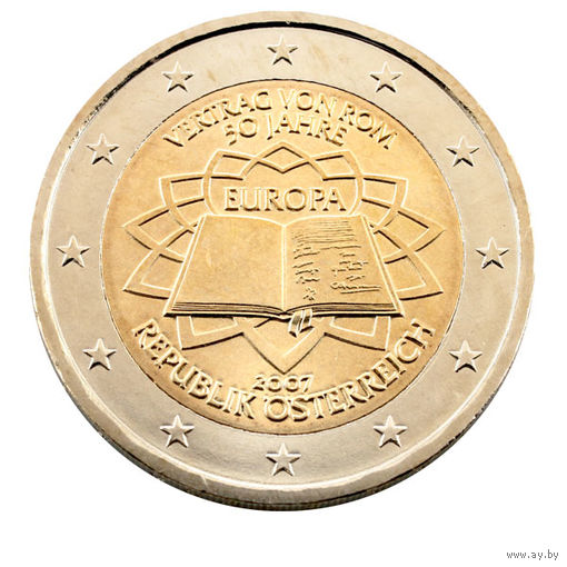 2 евро 2007 Австрия 50 лет подписания Римского договора UNC из ролла