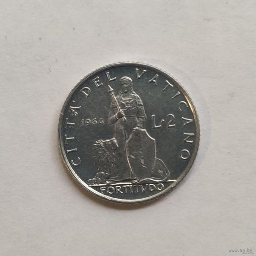 Ватикан 2 лиры 1964 г.