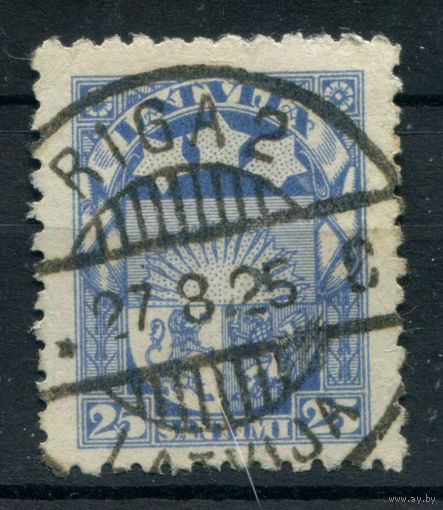 Латвия - 1925г. - герб, печать Рига, 25 S - 1 марка - гашёная. Без МЦ!