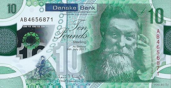 Северная Ирландия 10 фунтов образца 2017 года UNC pw214