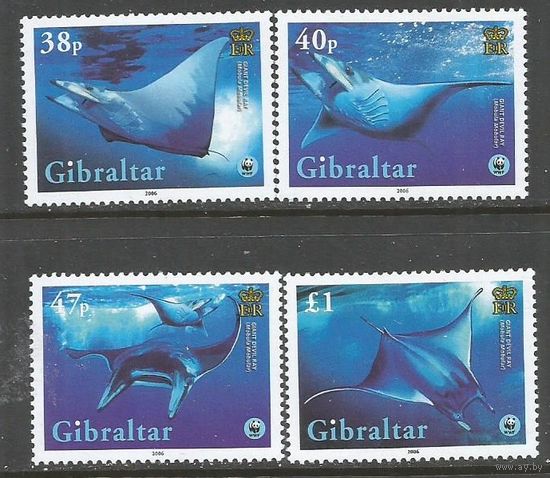 Гибралтар. Манта Рэй-морской дьявол. 2006г. Mi#1150-53. Серия.
