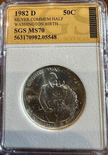 1/2 доллара США 1982г D MS70 250-летие Джорджа Вашингтона
