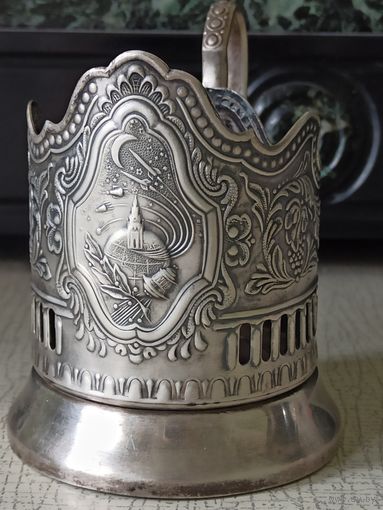 Подстаканник СОВЕТСКИЙ КОСМОС, СССР, 1966-1972. Клеймо "Глухарь МНЦ ЦЕНА 2р59к", Кольчугино.