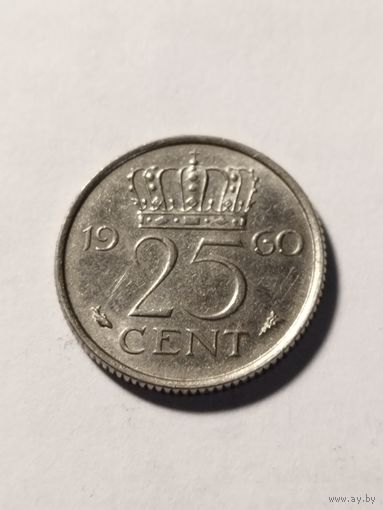 Нидерланды 25 центов 1960