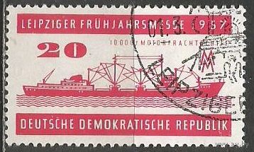 ГДР. Лейпцигская ярмарка. Корабль. 1957г. Mi#559.