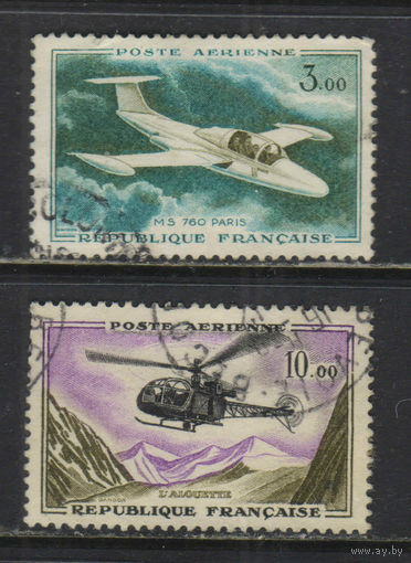 Франция Авиа 1954 Самолет Моран-Солнье 760 Париж, Вертолёт Суд Авиэйшн Жаворонок #1280,1282