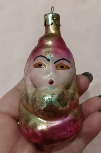 Ёлочная игрушка, стекло, узбечка с пиалой