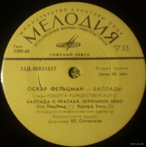 ЕР Оскар Фельцман, ЭСОВР п/у Ю.Силантьева - Баллады (1972)