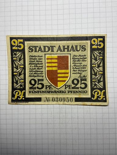 Нотгельд 25 пфеннигов Германия -3012