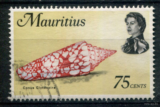 Британские колонии - Маврикий - 1969/77г. - королева Елизавета II, морская фауна, 75 с - 1 марка - гашёная. Без МЦ!
