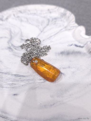 Лот С 1 РУБЛЯ! много лотов! Кулон из натурального янтаря с цепочкой (3)