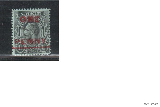 Сент-Винсент-1915,(Мих.95)  * ,  Британские колонии, Стандарт,Надп., Король, (одиночка)