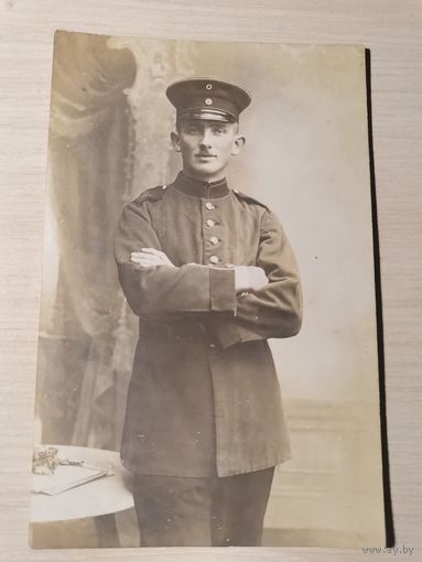 Почтовая карточка, фотография с военнослужащим до 1917 года, размер 14*9 см.