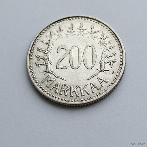 200 марок Финляндия 1956 года. Серебро 500. Монета не чищена. 29