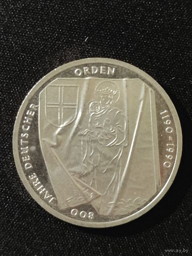 ГДР. 10 марок 1990. Годовщина основания Тевтонского ордена. Пруф. Серебро.
