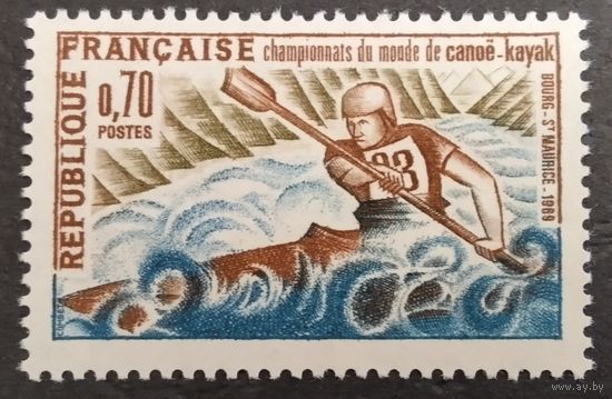 Франция. 1969г. Mi1678**. Чемпионат мира по гребле на байдарках.
