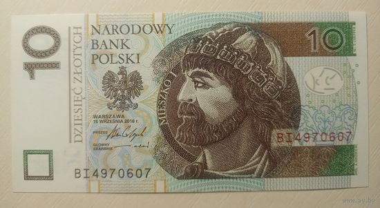 Польша. 10 злотых 2016 года, серия BI. UNC