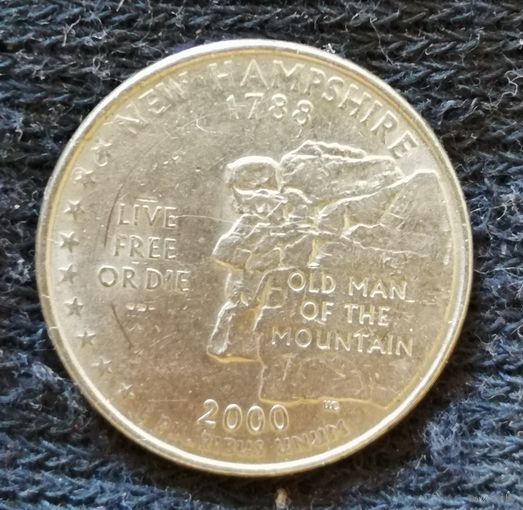 США квотер 1/4 доллара 2001 г "Нью-Гемпшир", "Р", KM# 308