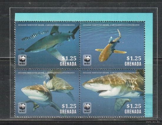 Гренада-2014,(Мих.) ** , Морская фауна, Акулы(полная серия)