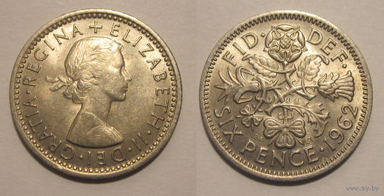 Великобритания - 6 pence 1962 UNC