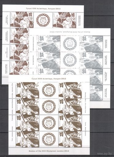 Беларусь-2012,(Мих.935-937) , ** , Спорт, ОИ-2012,  3 м/л