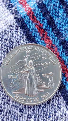 Куба 1 песо 1983 Олимпийские зимние игры 84 факел