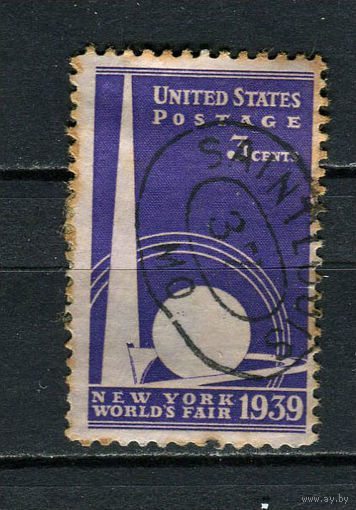 США - 1939 - Всемирная выставка в Нью-Йорке - (есть тонкое место) - [Mi. 448] - полная серия - 1 марка. Гашеная.  (Лот 50EG)-T2P8