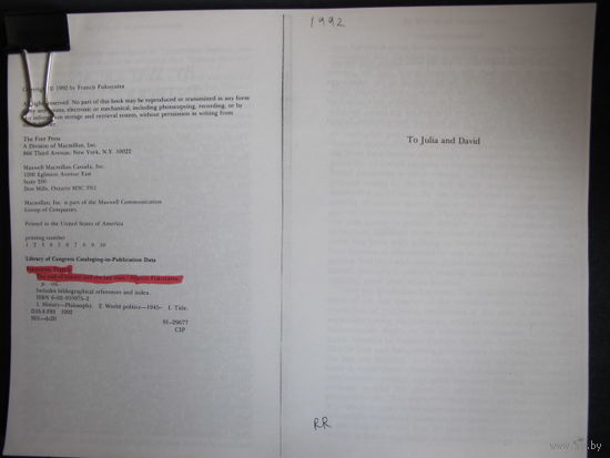 Francis Fukuyama. The end of history and the last man