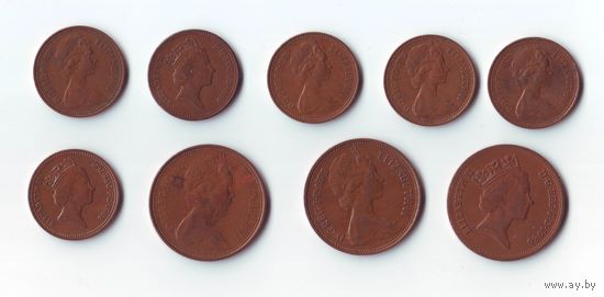 1 пенни, 2 пенса, Великобритания.