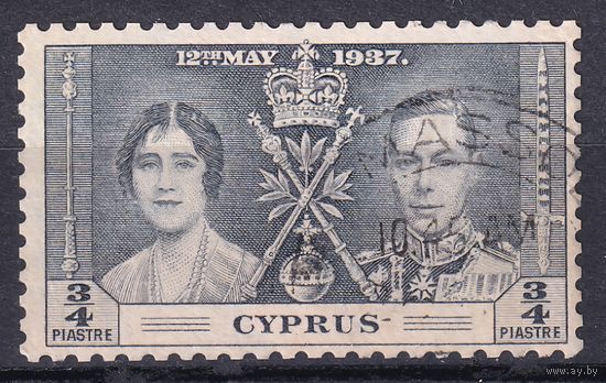 36a.BrKS. Великобритания. Колонии.  Кипр. Коронация Георга VI и Елизаветы. 1937 г. 3/4P. Mi.#133.
