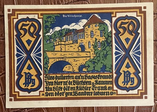 Нотгельд 50 пфеннигов 1921 год. Оснабрюк. Веймарская республика