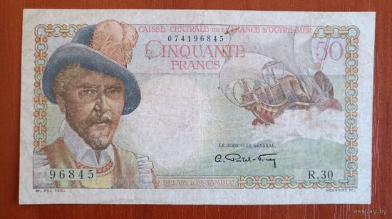 50 Francs Issued by Caisse Centrale de la France d'Outre-Mer