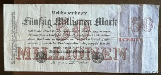 Германия 50 миллионов марок 1923 год, Ro.97a, DEU-109a