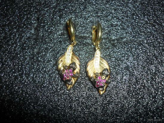 Серьги Лягушка На Листе Старая Европа