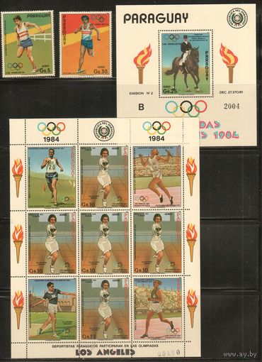 Парагвай-1984,(Мих.3716-3718,БЛ.395)  **  Спорт,  ОИ-1984 , (полная серия)