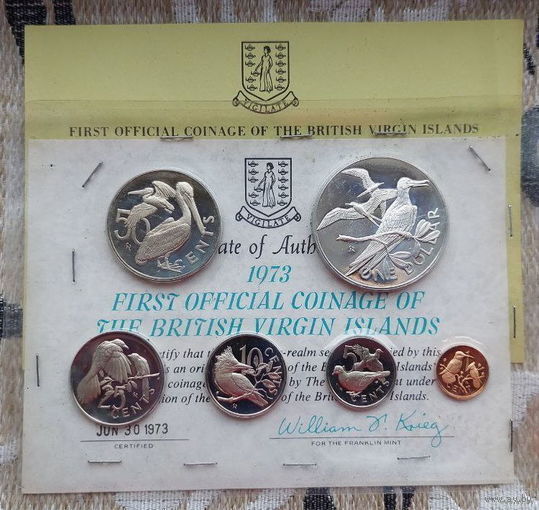 Британские Виргинские острова набор монет 1, 5, 10, 25, 50 центов, 1 доллар 1973 года. Proof. Предложи свою цену или обмен!