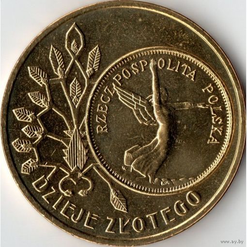 Польша 2 злотых, 2007 История польского злотого - Ника на 5 злотых 1928 года UNC