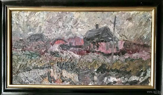 Аракчеев Б.В;Засл.худ;Более метра с учетом родной деревянной рамы;50/90см.без учета рамы;х/м;Осень в деревне