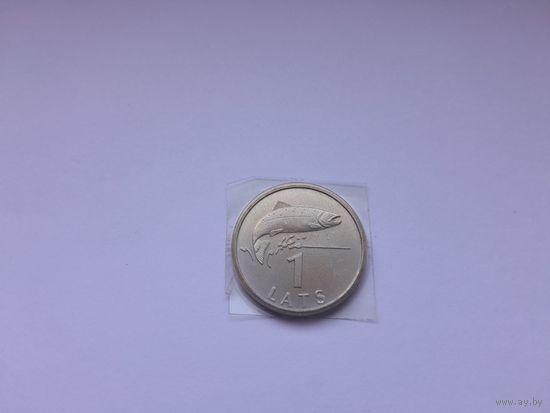 1 лат 1992 года. Латвия. Лосось. UNC