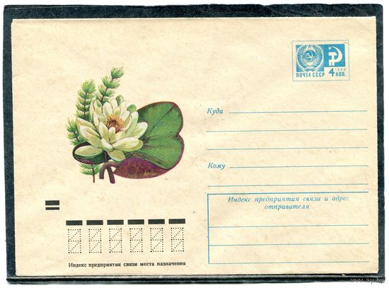 СССР 1973. ХМК. Конверт. Флора. Кувшинка белоснежная и роголистик