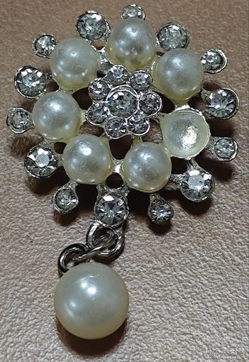 Брошь винтаж с жемчугом. СССР