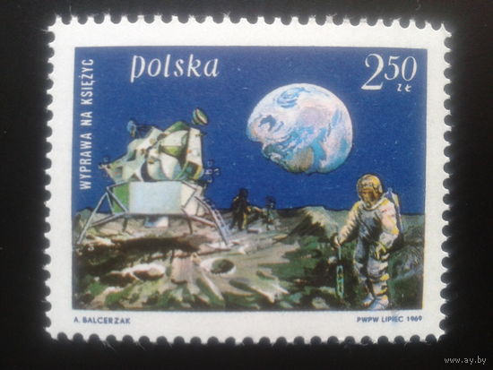 Польша 1969 Луна - Аполо-11 одиночка
