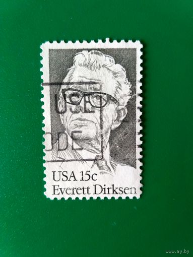 Марка США. Эверетт Дирксен (1896-1969). Американский сенатор, член Республиканской партии. Активно поддерживал ведение войны во Вьетнаме.