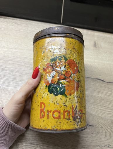 Старинная банка жесть Branka Львов Польша